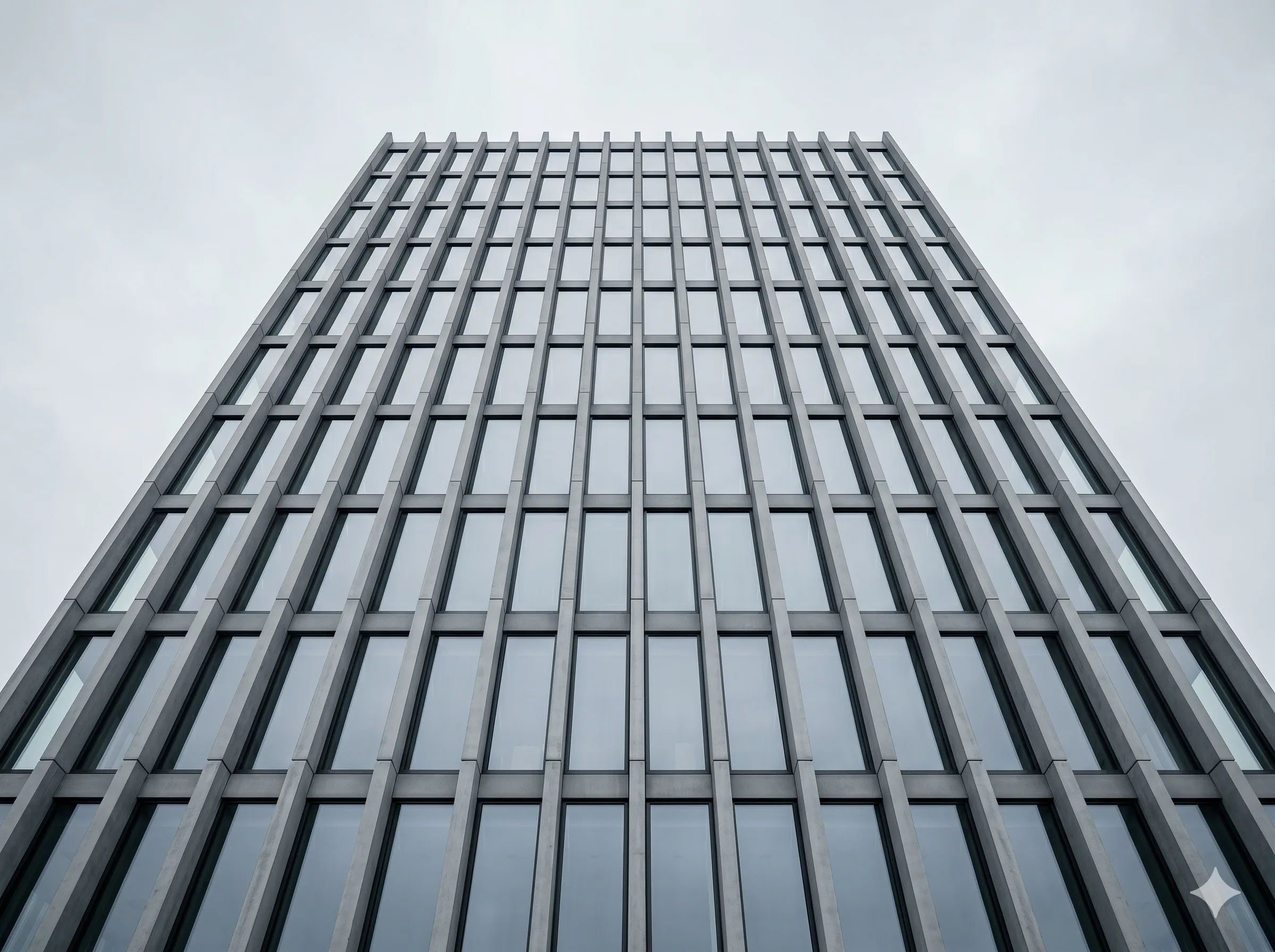 Architektonische Fassade mit klar aufsteigenden Linien